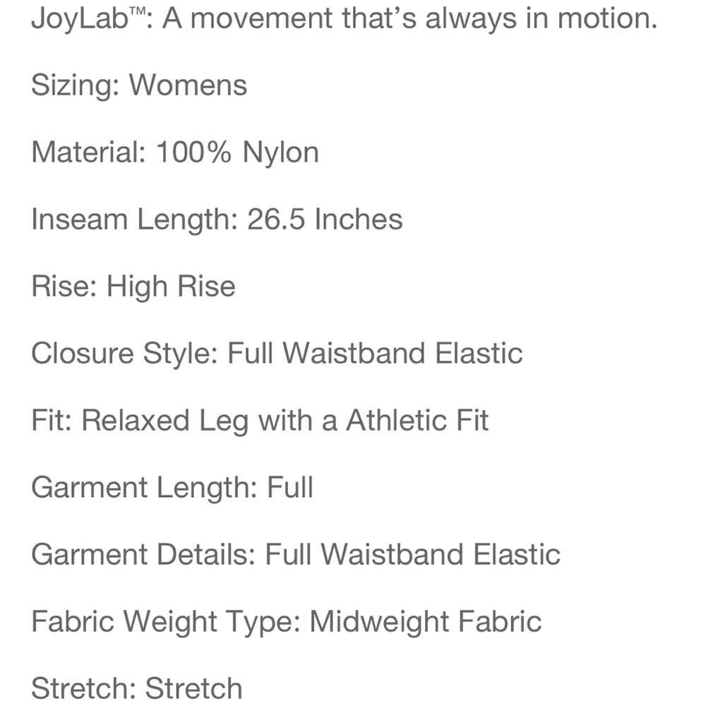 Joy Lab Joggers / Windbreaker Pants NWT S - Picture 4 of 4